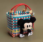 画像7: Unisex Mickey Mouse stuffed toy colorful basket tote bag 　ユニセックス男女兼用ミッキーマウストイ付きカラフルトート籠かごバスケットバッグ (7)