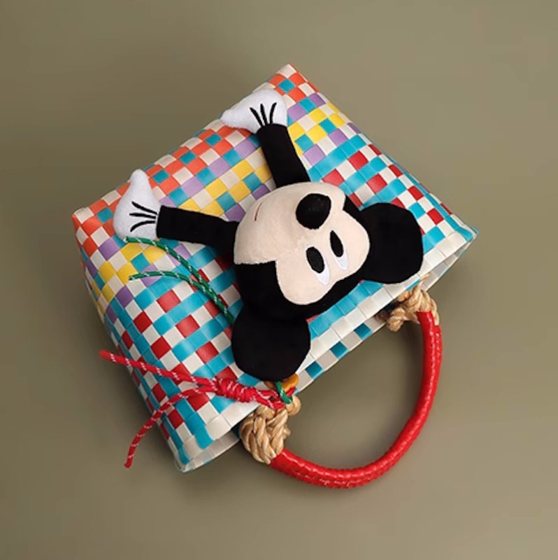 画像5: Unisex Mickey Mouse stuffed toy colorful basket tote bag 　ユニセックス男女兼用ミッキーマウストイ付きカラフルトート籠かごバスケットバッグ (5)