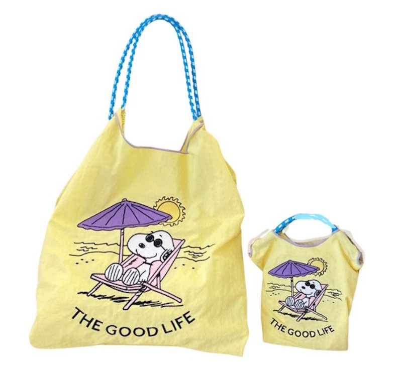 画像6: Unisex Lightweight Snoopy embroidery ballchain tote shoulder eco shopping bag　ユニセックス男女兼用軽量スヌーピー刺繍 ballchainトートショルダーエコショッピングバッグ (6)