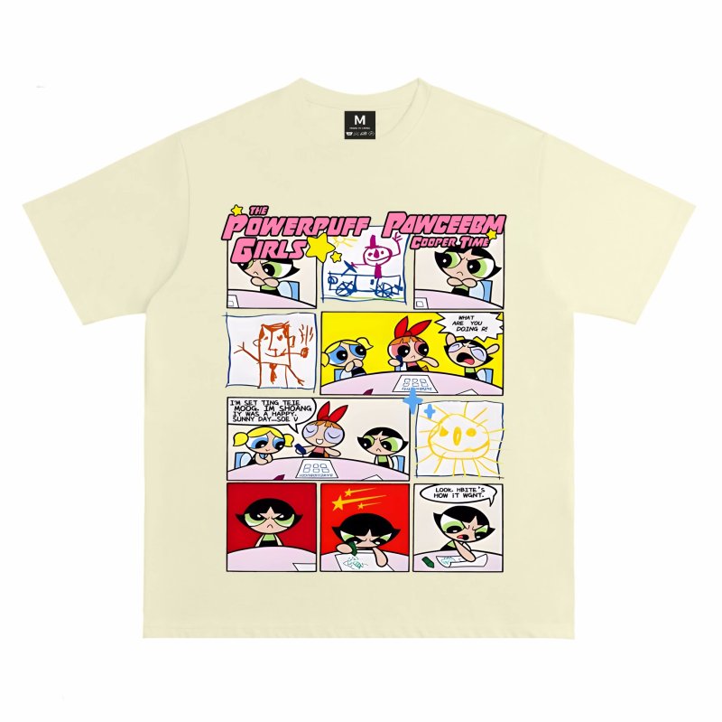 画像3: unisex  American Retro Powerpuff Girls Print T-shirt   　アメリカンレトロパワーパフガールズプリント  半袖ラウンドネック Tシャツ ユニセックス 男女兼用 　  (3)