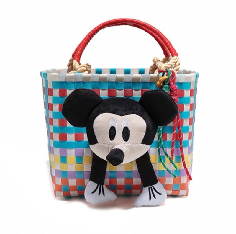 画像8: Unisex Mickey Mouse stuffed toy colorful basket tote bag 　ユニセックス男女兼用ミッキーマウストイ付きカラフルトート籠かごバスケットバッグ (8)