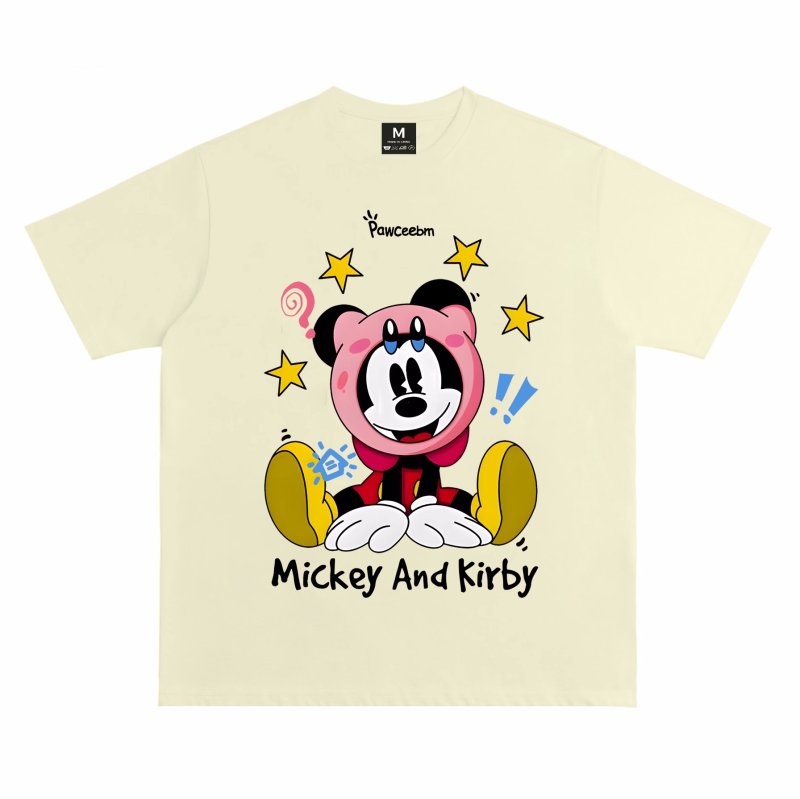 画像3: unisex Mickey Mouse x Kirby Print T-shirt   　ミッキーマウス×カービィプリント  半袖ラウンドネック Tシャツ ユニセックス 男女兼用 　  (3)