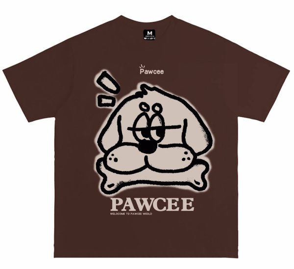 画像1: unisex  PAWCEE BULLDOG& Bones Print T-shirt   　PAWCEEブルドッグ&ボーンズプリント  半袖ラウンドネック Tシャツ ユニセックス 男女兼用 　  (1)