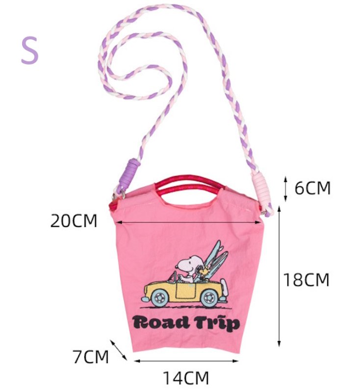 画像7: Unisex Lightweight Snoopy embroidery ballchain tote shoulder eco shopping bag　ユニセックス男女兼用軽量スヌーピー刺繍 ballchainトートショルダーエコショッピングバッグ (7)
