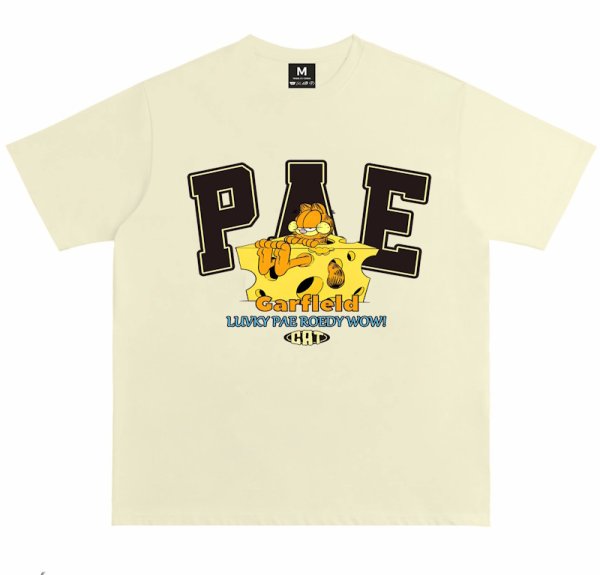 画像1: unisex PAE x Garfield x Cheese Print T-shirt   　PAE×ガーフィールド×チーズプリント  半袖ラウンドネック Tシャツ ユニセックス 男女兼用 　  (1)