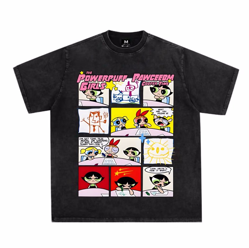 画像4: unisex  American Retro Powerpuff Girls Print T-shirt   　アメリカンレトロパワーパフガールズプリント  半袖ラウンドネック Tシャツ ユニセックス 男女兼用 　  (4)