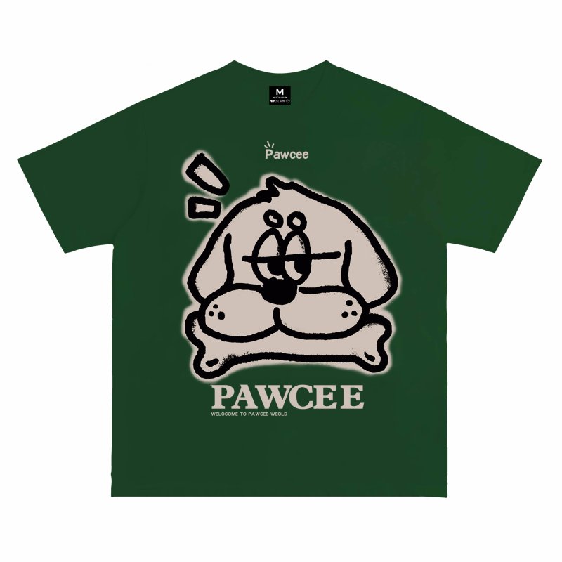 画像5: unisex  PAWCEE BULLDOG& Bones Print T-shirt   　PAWCEEブルドッグ&ボーンズプリント  半袖ラウンドネック Tシャツ ユニセックス 男女兼用 　  (5)