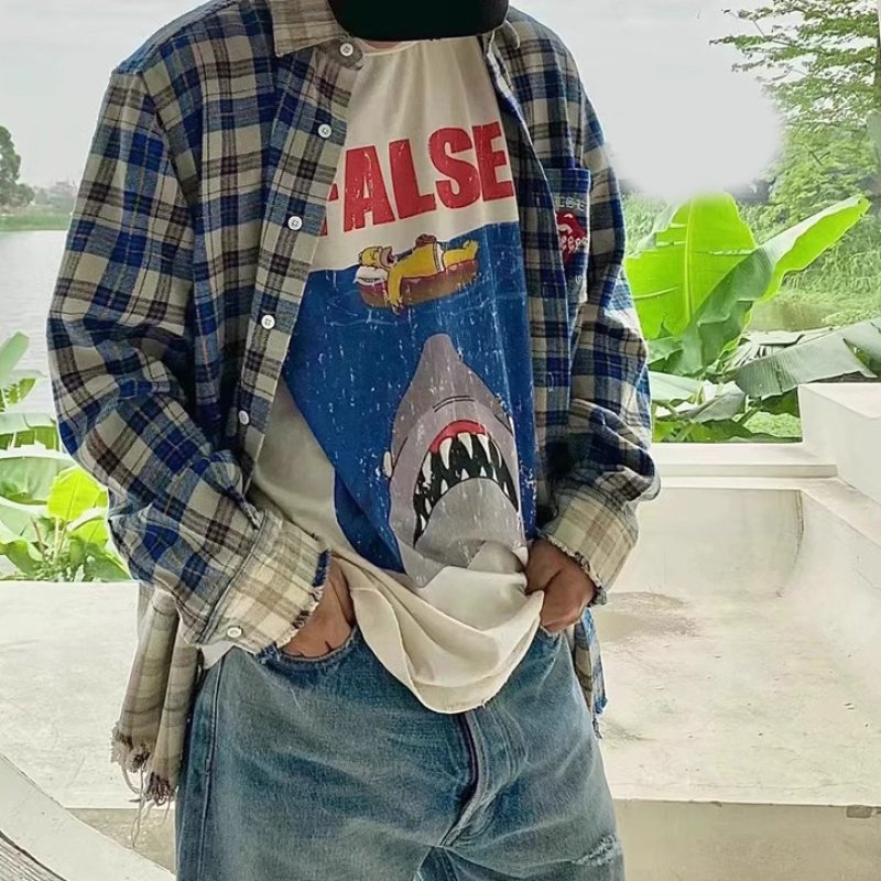 画像7: unisex FALSE Shark x Nap Homer Simpson Vintage Style Print T-shirt   　FALSEフォルスサメ×お昼寝ホーマーシンプソンビンテージスタイルプリント  半袖ラウンドネック Tシャツ ユニセックス 男女兼用 　  (7)