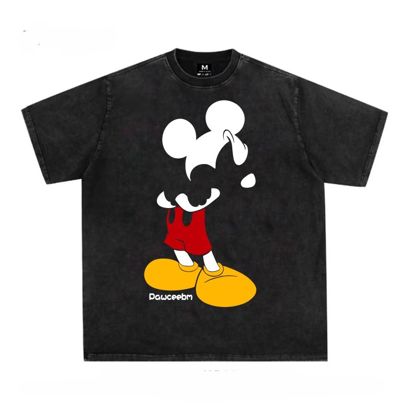 画像2: unisex faceless mickey mouse Print T-shirt   　フェイスレス顔無しミッキーマウスプリント  半袖ラウンドネック Tシャツ ユニセックス 男女兼用 　  (2)
