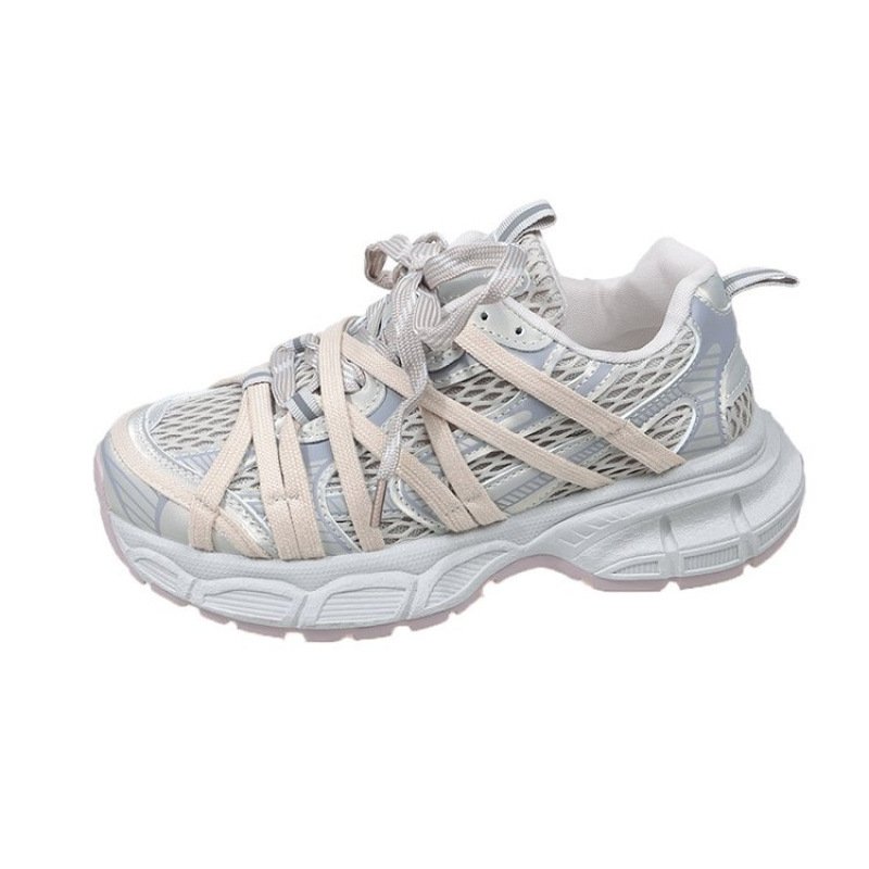 画像3: Women's Mesh fancy strap lightweight lace up dad platform sneaker shoes　メッシュファンシーストラップ軽量レースアップダッド厚底スニーカーシューズ (3)