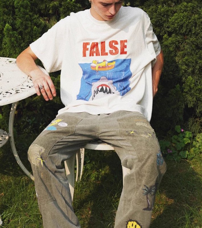 画像6: unisex FALSE Shark x Nap Homer Simpson Vintage Style Print T-shirt   　FALSEフォルスサメ×お昼寝ホーマーシンプソンビンテージスタイルプリント  半袖ラウンドネック Tシャツ ユニセックス 男女兼用 　  (6)