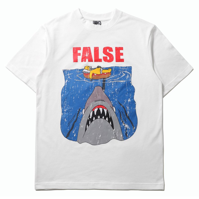 画像3: unisex FALSE Shark x Nap Homer Simpson Vintage Style Print T-shirt   　FALSEフォルスサメ×お昼寝ホーマーシンプソンビンテージスタイルプリント  半袖ラウンドネック Tシャツ ユニセックス 男女兼用 　  (3)