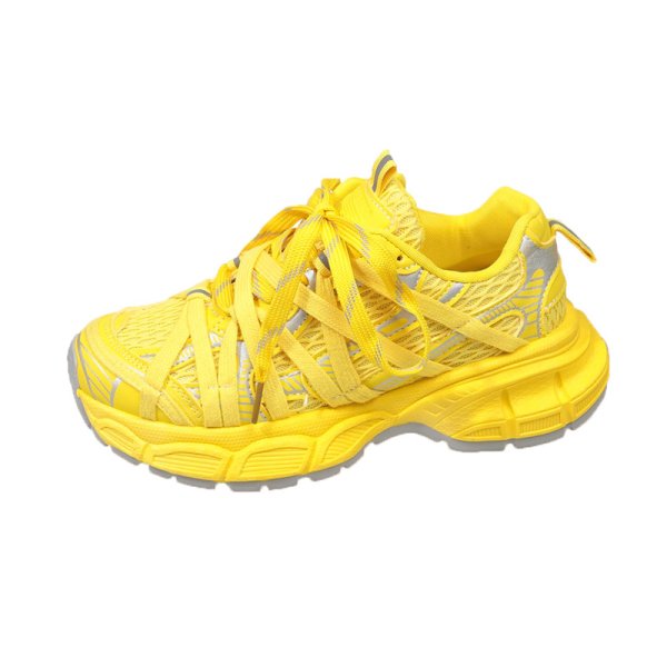 画像1: Women's Mesh fancy strap lightweight lace up dad platform sneaker shoes　メッシュファンシーストラップ軽量レースアップダッド厚底スニーカーシューズ (1)
