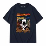 画像8: unisex Snoopy's cry  Print T-shirt   　スヌーピーの叫びプリント  半袖ラウンドネック Tシャツ ユニセックス 男女兼用 　  (8)