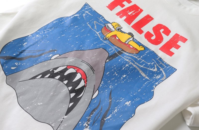 画像8: unisex FALSE Shark x Nap Homer Simpson Vintage Style Print T-shirt   　FALSEフォルスサメ×お昼寝ホーマーシンプソンビンテージスタイルプリント  半袖ラウンドネック Tシャツ ユニセックス 男女兼用 　  (8)