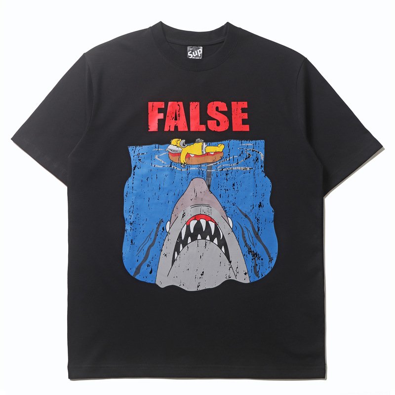 画像4: unisex FALSE Shark x Nap Homer Simpson Vintage Style Print T-shirt   　FALSEフォルスサメ×お昼寝ホーマーシンプソンビンテージスタイルプリント  半袖ラウンドネック Tシャツ ユニセックス 男女兼用 　  (4)