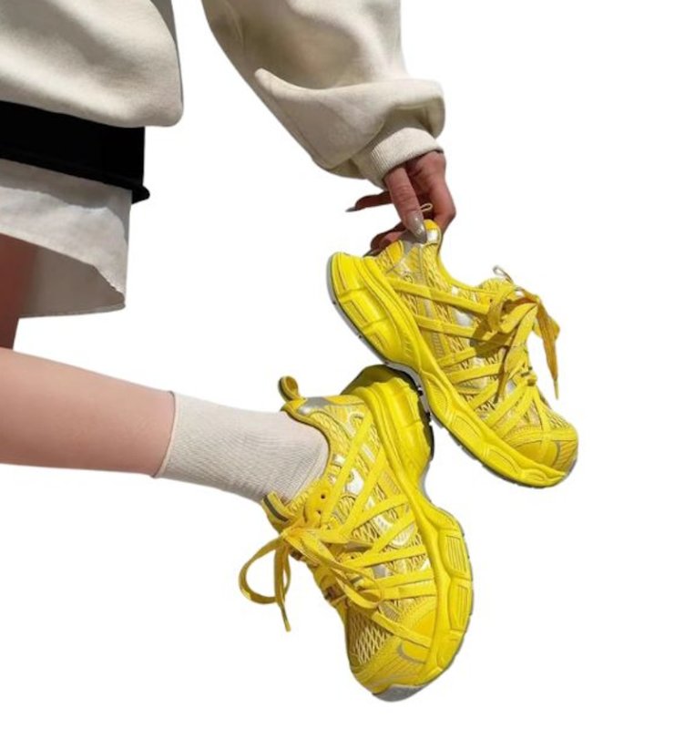 画像5: Women's Mesh fancy strap lightweight lace up dad platform sneaker shoes　メッシュファンシーストラップ軽量レースアップダッド厚底スニーカーシューズ (5)