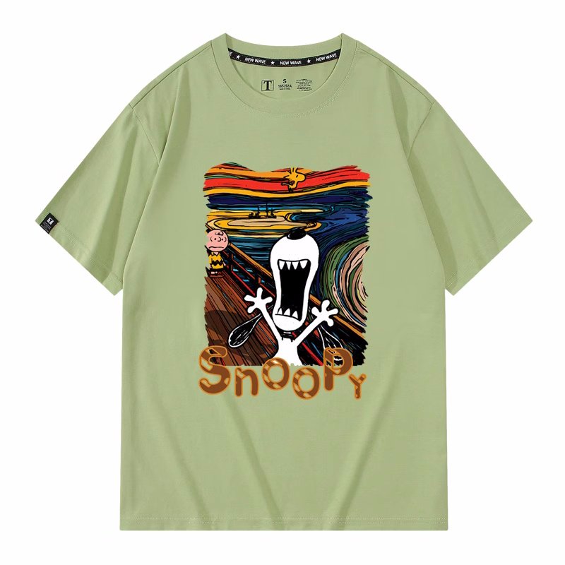 画像11: unisex Snoopy's cry  Print T-shirt   　スヌーピーの叫びプリント  半袖ラウンドネック Tシャツ ユニセックス 男女兼用 　  (11)