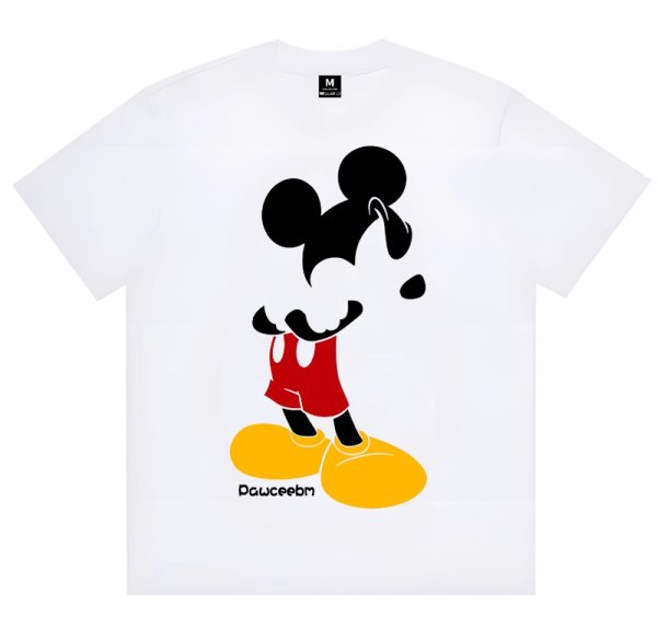 画像1: unisex faceless mickey mouse Print T-shirt   　フェイスレス顔無しミッキーマウスプリント  半袖ラウンドネック Tシャツ ユニセックス 男女兼用 　  (1)