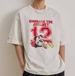 画像5: unisex Vintage Style Number 12 & Mickey Mouse Print T-shirt   　ミッキーマウス&NO12プリント ビンテージスタイル 半袖ラウンドネック Tシャツ ユニセックス 男女兼用 　  (5)