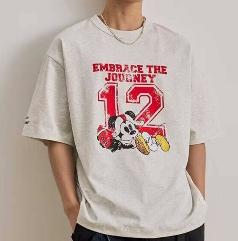 画像5: unisex Vintage Style Number 12 & Mickey Mouse Print T-shirt   　ミッキーマウス&NO12プリント ビンテージスタイル 半袖ラウンドネック Tシャツ ユニセックス 男女兼用 　  (5)