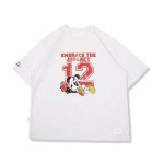画像2: unisex Vintage Style Number 12 & Mickey Mouse Print T-shirt   　ミッキーマウス&NO12プリント ビンテージスタイル 半袖ラウンドネック Tシャツ ユニセックス 男女兼用 　  (2)