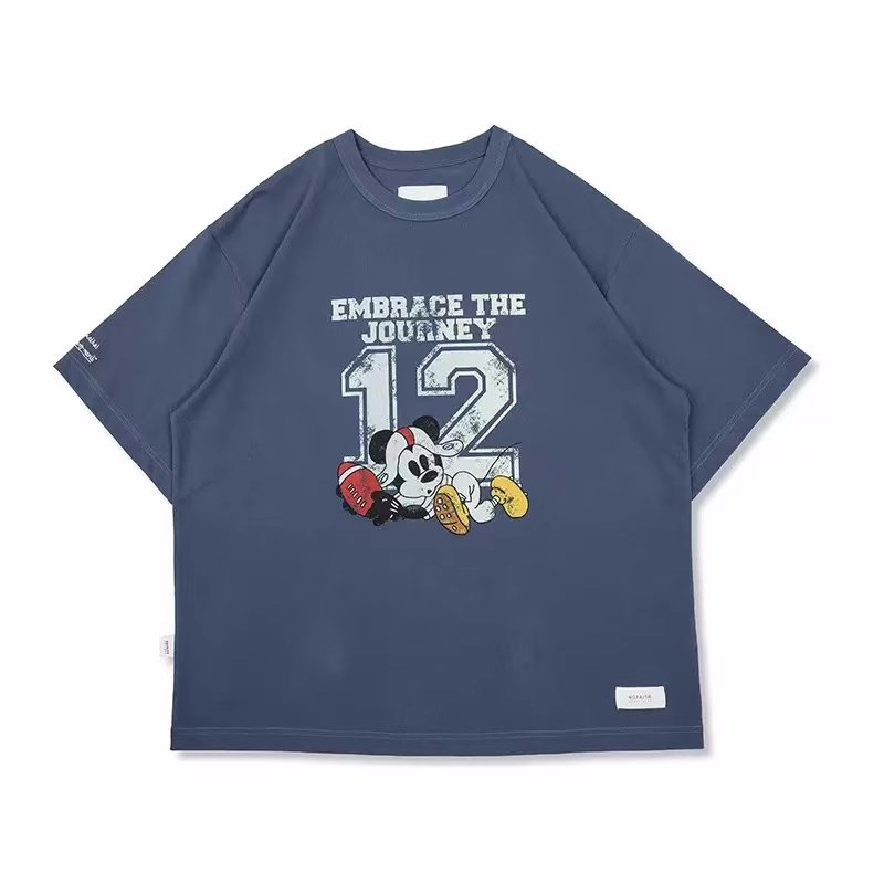 画像3: unisex Vintage Style Number 12 & Mickey Mouse Print T-shirt   　ミッキーマウス&NO12プリント ビンテージスタイル 半袖ラウンドネック Tシャツ ユニセックス 男女兼用 　  (3)