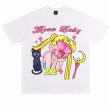 画像1: unisex American Style Moon Baby Sailor Moon Print T-shirt   　 アメリカンスタイルムーンベイビー セーラームーンプリント  半袖ラウンドネック Tシャツ ユニセックス 男女兼用 　  (1)