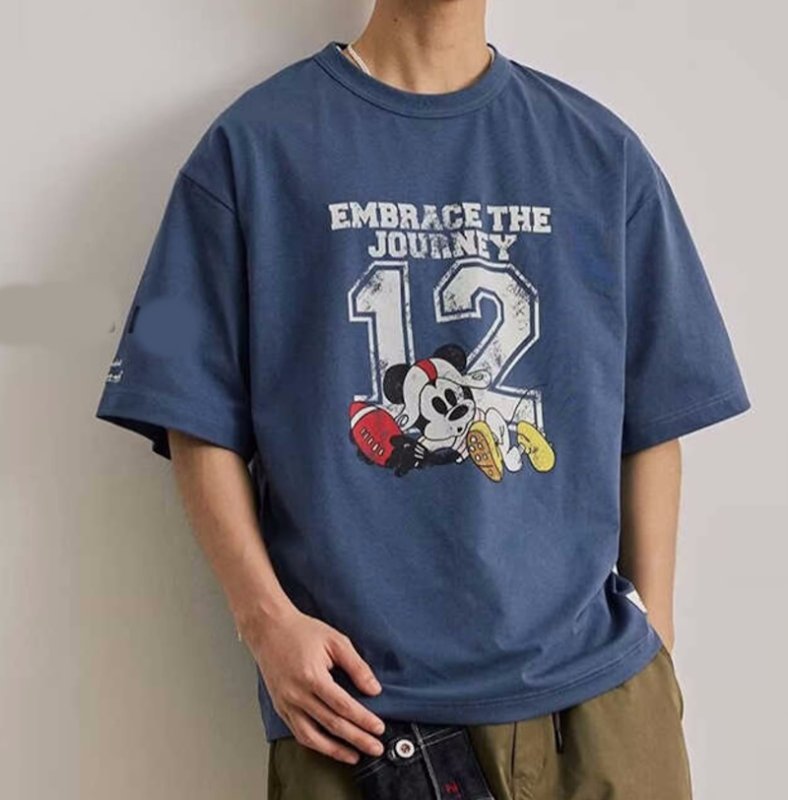 画像6: unisex Vintage Style Number 12 & Mickey Mouse Print T-shirt   　ミッキーマウス&NO12プリント ビンテージスタイル 半袖ラウンドネック Tシャツ ユニセックス 男女兼用 　  (6)