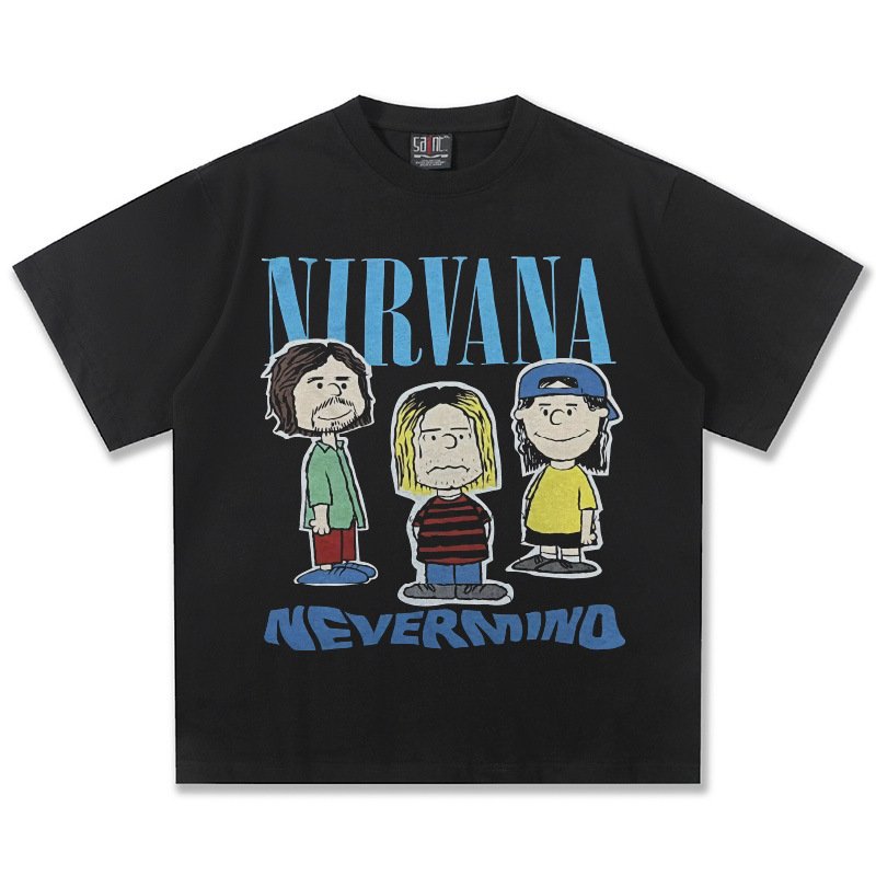 画像4: SALE セール Unisex  Vintage style Nirvana x Snoopy joint vintage stylePrint  T-Shirt  ニルヴァーナ ×スヌーピー ヴィンテージスタイル 古着風 ヴィンテージ風 プリント 半袖ラウンドネック Tシャツ ユニセックス 男女兼用 バンドT (4)
