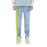 画像1: Unisex Vintage Wash Snoopy Graffiti Paint Damage retro denim Jeans レトロ 古着風 ヴィンテージ ダメージ 加工 ペイント スヌーピー デニムパンツ ジーンズ (1)
