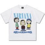 画像2: Unisex  Vintage style Nirvana x Snoopy joint vintage stylePrint  T-Shirt  ニルヴァーナ ×スヌーピー ヴィンテージスタイル 古着風 ヴィンテージ風 プリント 半袖ラウンドネック Tシャツ ユニセックス 男女兼用 バンドT (2)