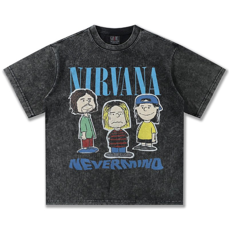 画像3: SALE セール Unisex  Vintage style Nirvana x Snoopy joint vintage stylePrint  T-Shirt  ニルヴァーナ ×スヌーピー ヴィンテージスタイル 古着風 ヴィンテージ風 プリント 半袖ラウンドネック Tシャツ ユニセックス 男女兼用 バンドT (3)