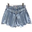 画像1: Y2K Denim Old Washed Layered Short Pants Pleated Skirt デニム ウォッシュド 重ね着風 プリーツ ミニスカート ショートパンツ (1)
