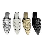 画像1: Women flat gathers bow knot  leather French half slippers mules pointed toe sandals  フラット メタリック フリルギャザー ポインテッドトゥ リボン 4段 蝶結び サンダル ミュール スリッパ  (1)