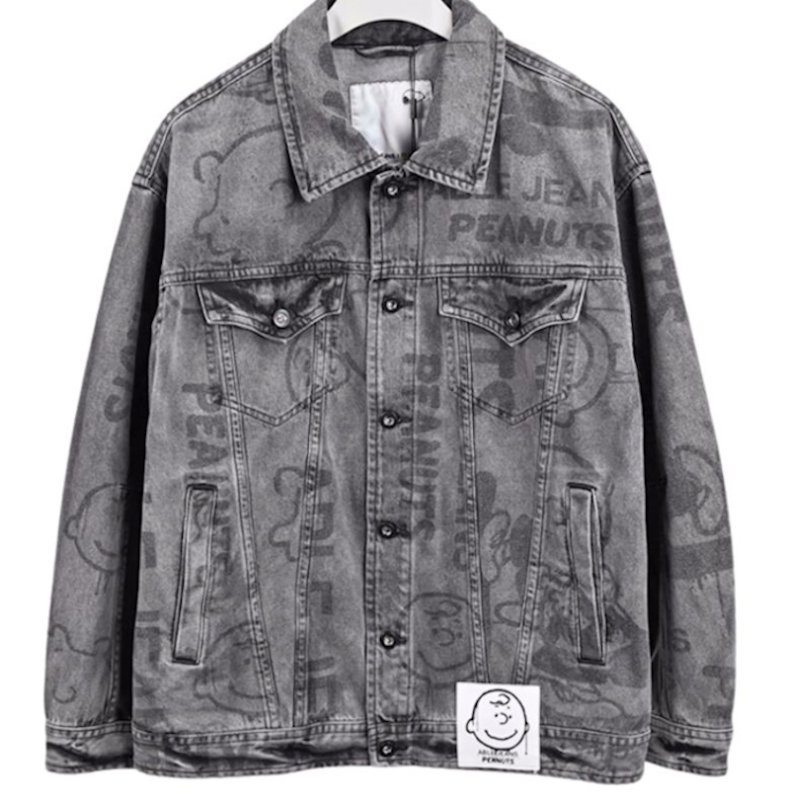 画像1: Unisex Peanuts & Snoopy Charlie Brown Graphic denim jacket G-jean  ピーナッツ&スヌーピーチャーリーブラウングラフィックペイント  デニムジャケット Gジャン (1)