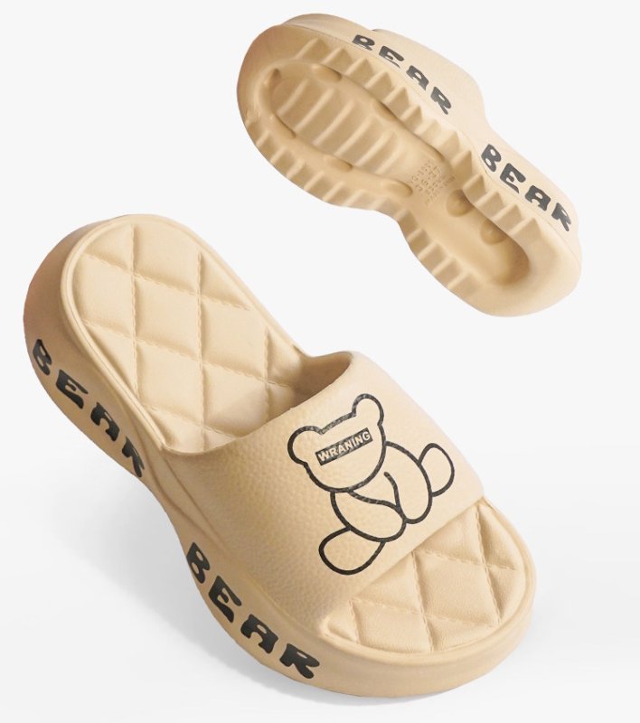 画像4: Leather thick sole bear print sandal slippers　レザー厚底ベアプリントサンダルスリッパ (4)