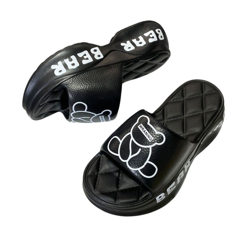 画像6: Leather thick sole bear print sandal slippers　レザー厚底ベアプリントサンダルスリッパ (6)