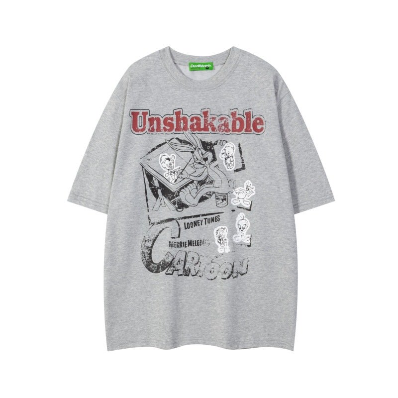 画像2: Unisex Bugs Bunny and Looney Tunes Friends Vintage Style Print T-Shirt  バッグスバニー ルーニー・テューンズ仲間たちヴィンテージ風 プリント 半袖ラウンドネック Tシャツ ユニセックス 男女兼用 バンドT (2)