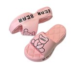 画像1: Leather thick sole bear print sandal slippers　レザー厚底ベアプリントサンダルスリッパ (1)