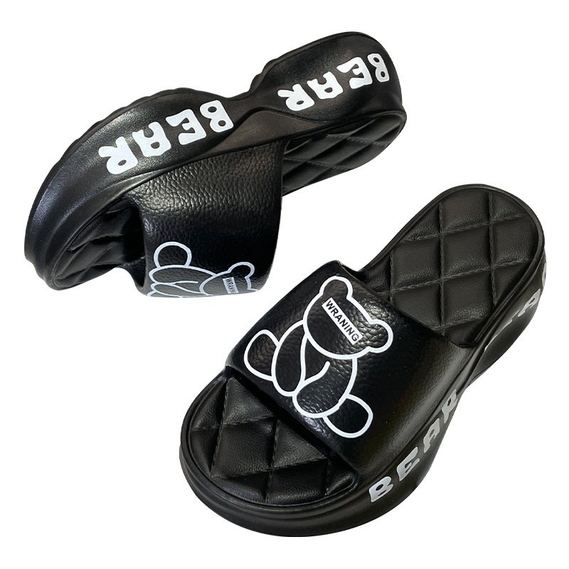 画像2: Leather thick sole bear print sandal slippers　レザー厚底ベアプリントサンダルスリッパ (2)