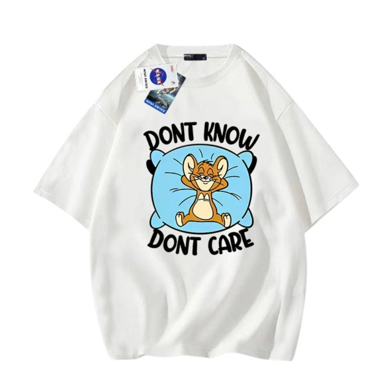 画像2: NASA x Tom and Jerry DONT KNOW DONT CARE logo round neck Tshirt ユニセックス 男女兼用 NASAナサ×トムとジェリー トム&ジェリーDONT KNOW DONT CARE プリント Tシャツ (2)