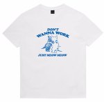 画像1: Unisex Friendly Cat Print T-Shirt  フレンドリーキャット猫 プリント 半袖ラウンドネック Tシャツ ユニセックス 男女兼用  (1)