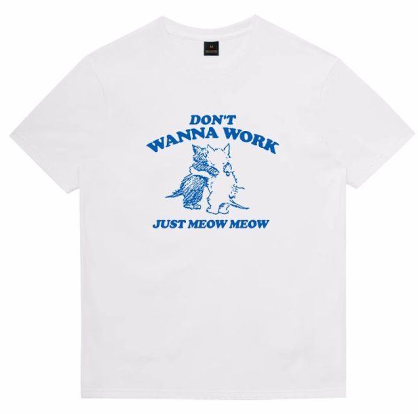 画像1: Unisex Friendly Cat Print T-Shirt  フレンドリーキャット猫 プリント 半袖ラウンドネック Tシャツ ユニセックス 男女兼用  (1)