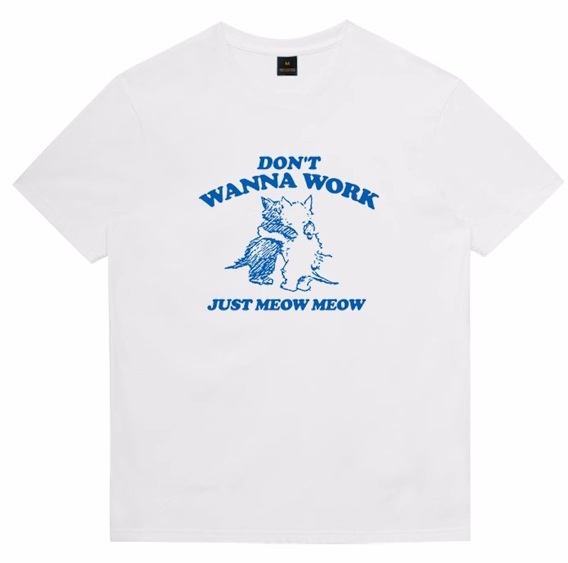画像1: Unisex Friendly Cat Print T-Shirt  フレンドリーキャット猫 プリント 半袖ラウンドネック Tシャツ ユニセックス 男女兼用  (1)