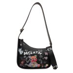 画像3: Bear Graphic Painted Leather Shoulder Tote Underarm Bag　ベアグラフィックペイントレザーショルダートートアンダーアームバッグ (3)
