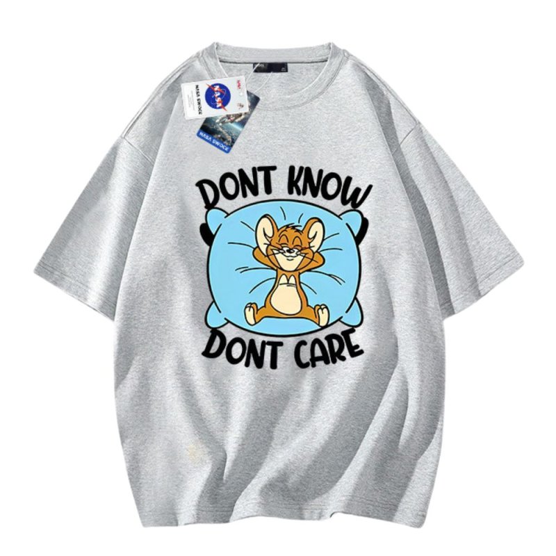画像9: NASA x Tom and Jerry DONT KNOW DONT CARE logo round neck Tshirt ユニセックス 男女兼用 NASAナサ×トムとジェリー トム&ジェリーDONT KNOW DONT CARE プリント Tシャツ (9)