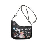 画像5: Bear Graphic Painted Leather Shoulder Tote Underarm Bag　ベアグラフィックペイントレザーショルダートートアンダーアームバッグ (5)