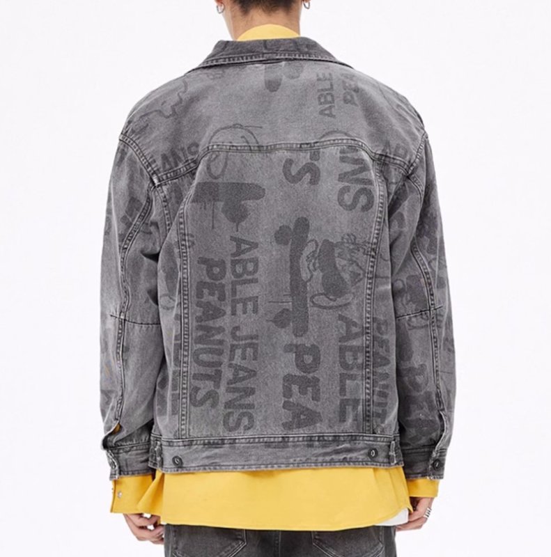 画像2: Unisex Peanuts & Snoopy Charlie Brown Graphic denim jacket G-jean  ピーナッツ&スヌーピーチャーリーブラウングラフィックペイント  デニムジャケット Gジャン (2)