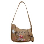 画像2: Bear Graphic Painted Leather Shoulder Tote Underarm Bag　ベアグラフィックペイントレザーショルダートートアンダーアームバッグ (2)